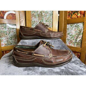 Vintage Thom Mcan Brown Leather Comfortable Lace Up Dressy Boat Shoes Size 10
